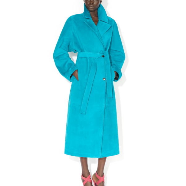 Alaïa Suede Goatskin Trench Coat - ALAÏA Coats - Laser Cut Luxury - Shop at Coveti