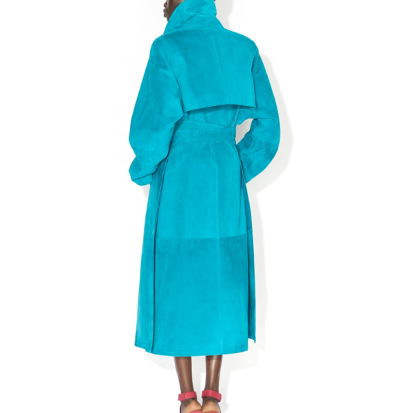 Alaïa Suede Goatskin Trench Coat - ALAÏA Coats - Laser Cut Luxury - Shop at Coveti