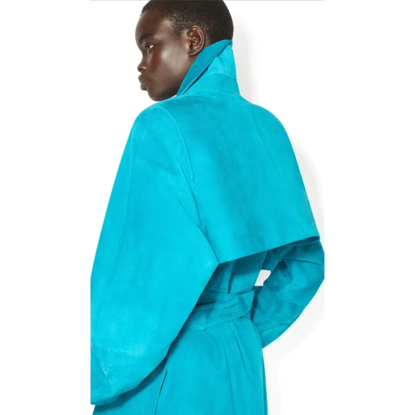 Alaia Suede Goatskin Trench Coat, view 4