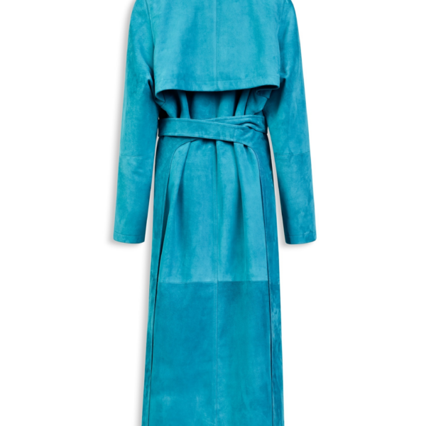 Alaïa Suede Goatskin Trench Coat - ALAÏA Coats - Laser Cut Luxury - Shop at Coveti