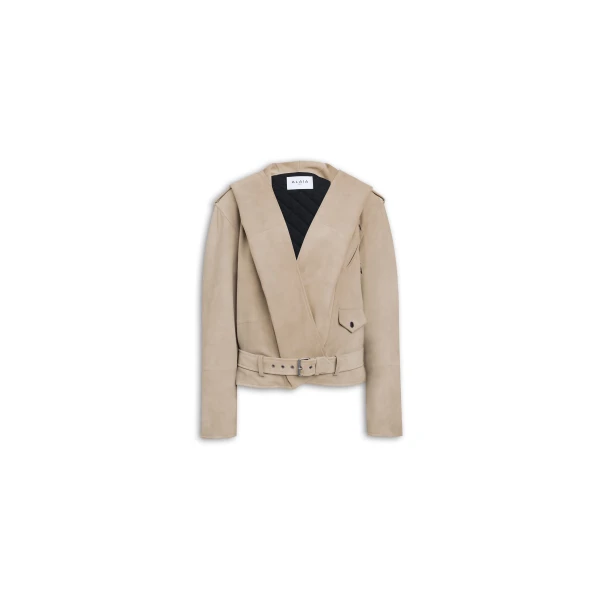 Alaia Suede Hooded Biker Jacket
