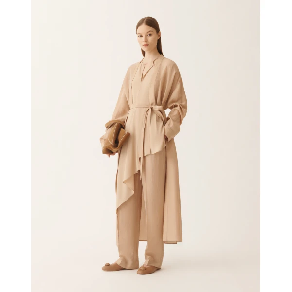 Fabiana Filippi Asymmetric Top in Crepe de Chine, Maple, view 2