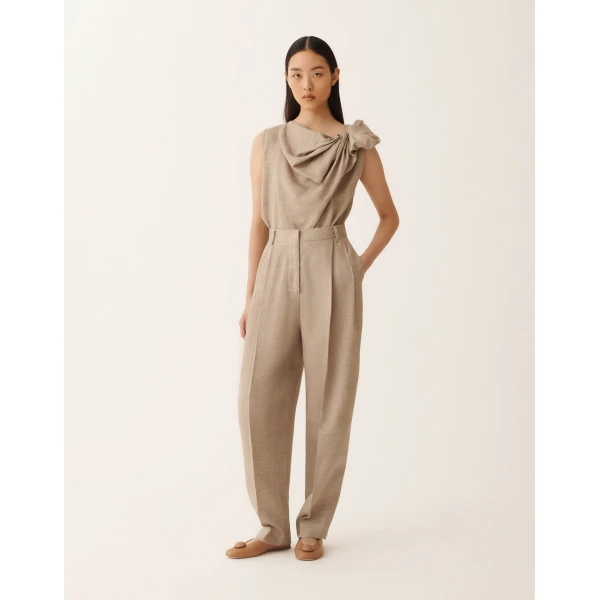 Fabiana Filippi Linen Top in Taupe, Dove Grey, view 2