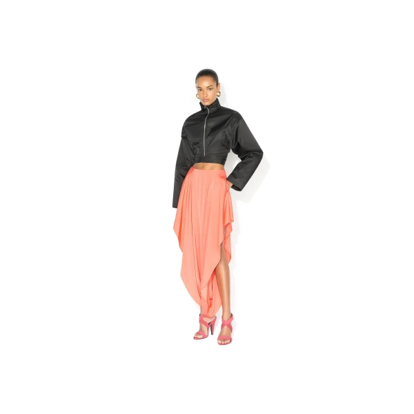 Alaia Taffeta Belted Bomber Jacket, view 2