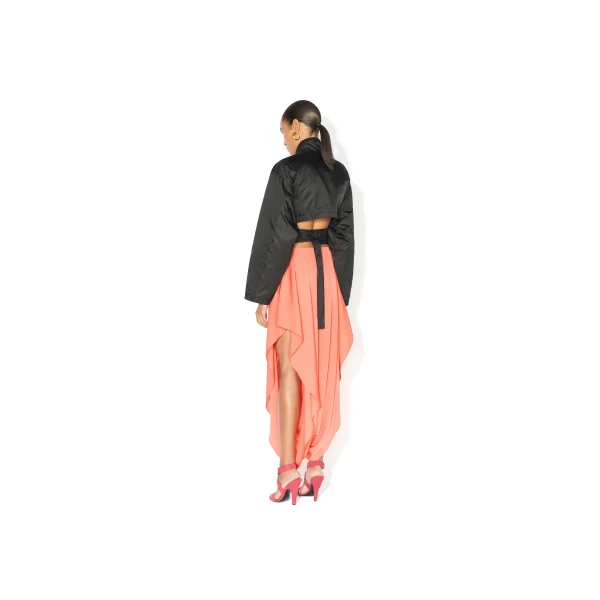 Alaia Taffeta Belted Bomber Jacket, view 3