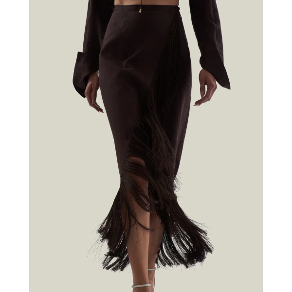 Taller Marmo El Pareo Linen Skirt - Dresses - Italian Luxury Evening Wear at Coveti