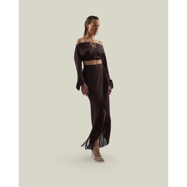 Taller Marmo El Pareo Linen Skirt - Dresses - Italian Luxury Evening Wear at Coveti