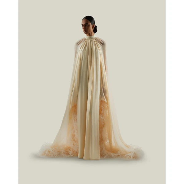 Taller Marmo Feathered Eterea Gown - Dresses - Italian Luxury Evening Wear at Coveti