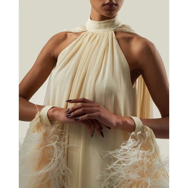 Taller Marmo Feathered Eterea Gown - Dresses - Italian Luxury Evening Wear at Coveti