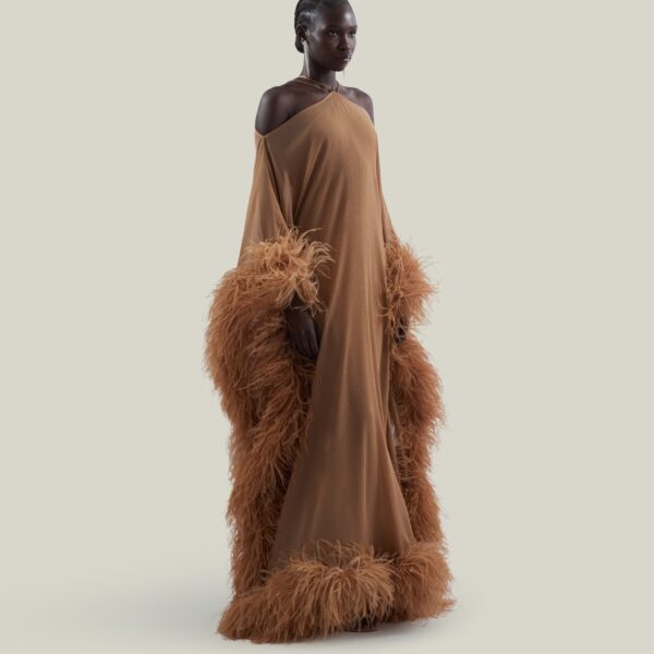 Taller Marmo Feathered Sza Sza Spirito Kaftan - Dresses - Italian Luxury Evening Wear at Coveti