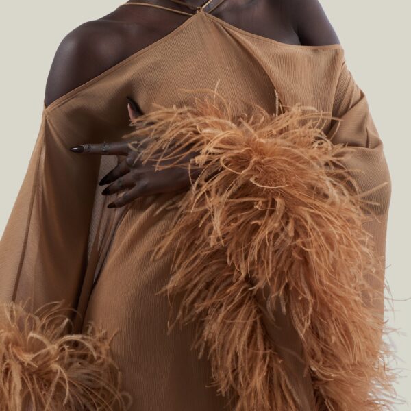 Taller Marmo Feathered Sza Sza Spirito Kaftan - Dresses - Italian Luxury Evening Wear at Coveti