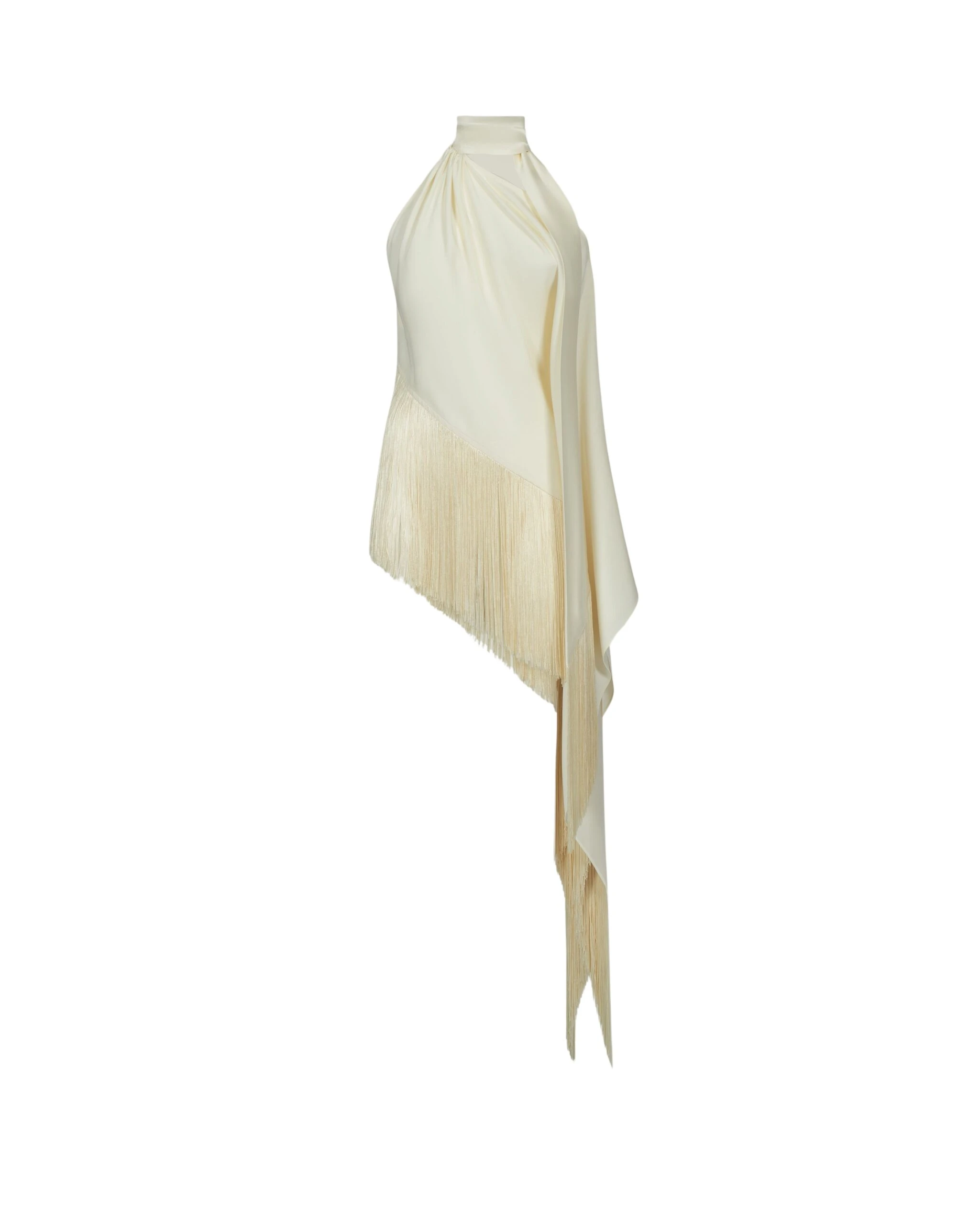 Taller Marmo Fringed Atlas Blouse - Tops - Italian Luxury Evening Wear at Coveti