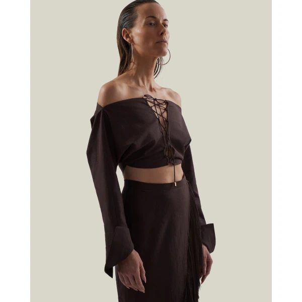 Taller Marmo Mila Desert Blouse - Tops - Italian Luxury Evening Wear at Coveti