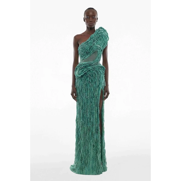 Tony Ward Aqua Green Strapless Cut Out Gown - Dresses - Lebanese Luxury Evening Wear at Coveti