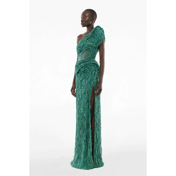 Tony Ward Aqua Green Strapless Cut Out Gown - Dresses - Lebanese Luxury Evening Wear at Coveti