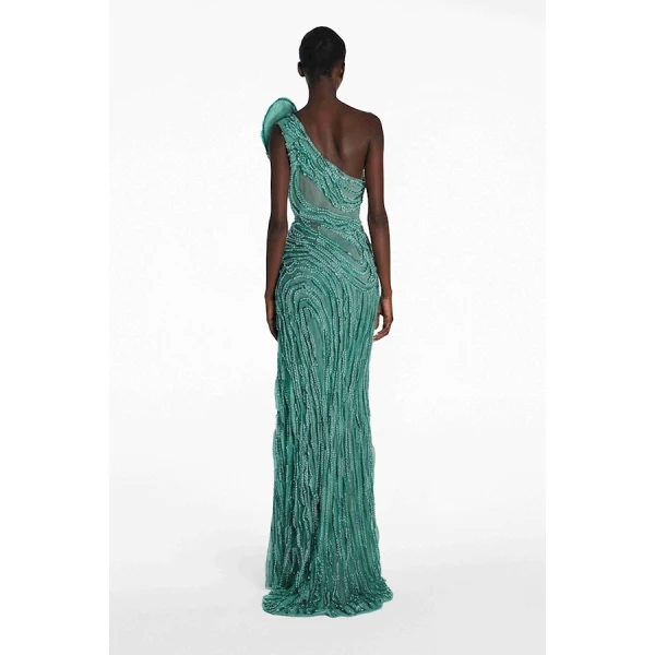 Tony Ward Aqua Green Strapless Cut Out Gown - Dresses - Lebanese Luxury Evening Wear at Coveti