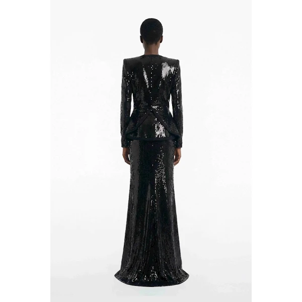 Tony Ward Black Sequin Skirt and Jacket Set - Jackets - Lebanese Luxury Evening Wear at Coveti