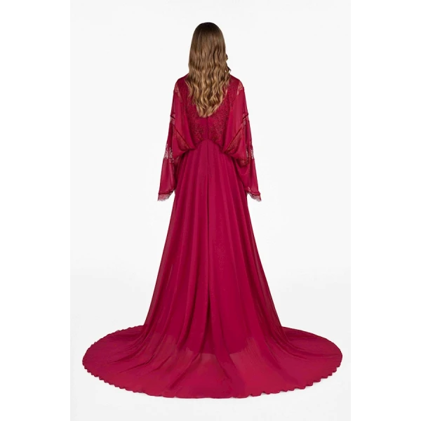 Tony Ward Burgundy Grace Kaftan - kimono - Lebanese Luxury Evening Wear at Coveti