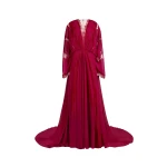 Tony Ward Burgundy Grace Kaftan - kimono - Lebanese Luxury Evening Wear at Coveti