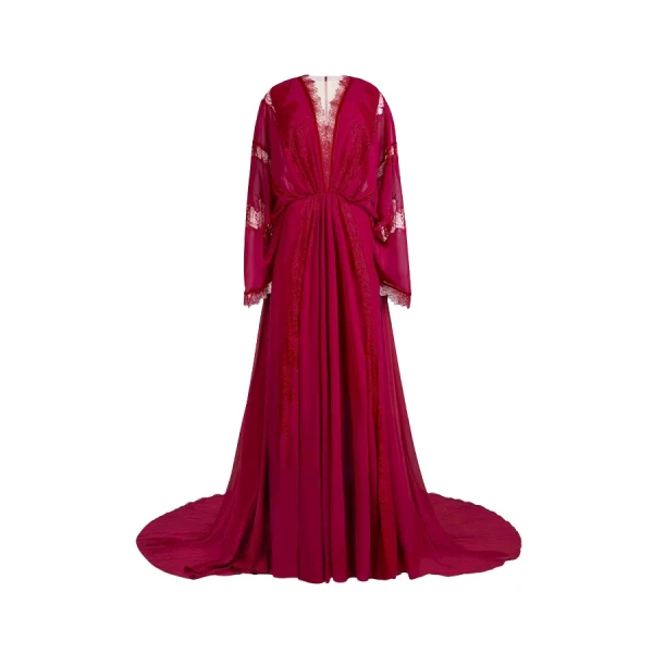 Tony Ward Burgundy Grace Kaftan - kimono - Lebanese Luxury Evening Wear at Coveti