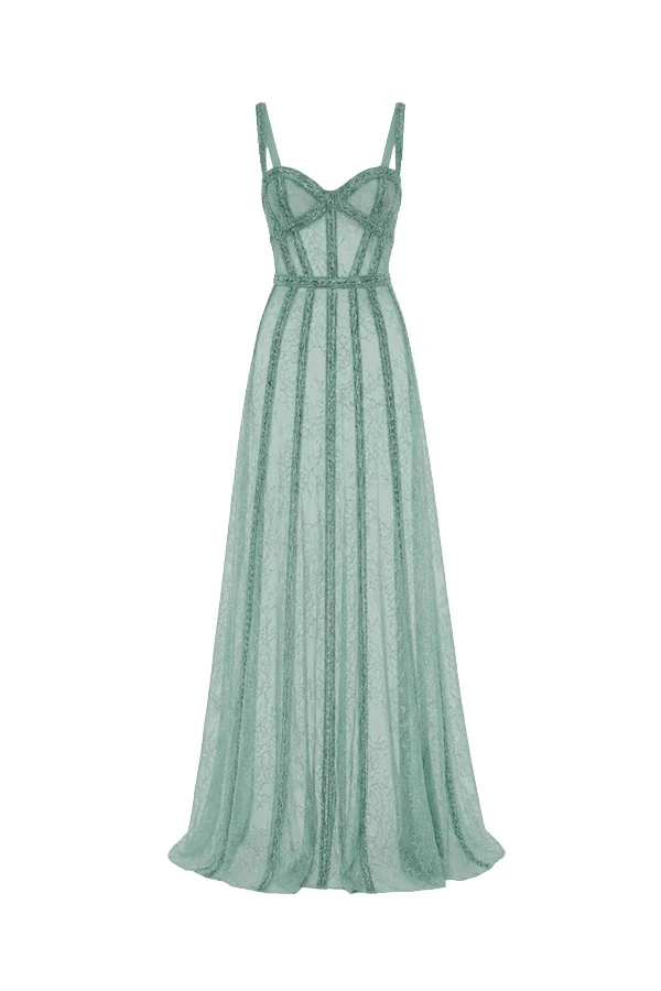 Tony Ward Chantilly Lace a Line Gown - Dresses - Lebanese Luxury Evening Wear at Coveti
