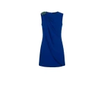 Tony Ward Deep Blue Crepe Mini Dress with Brooch - Dresses - Lebanese Luxury Evening Wear at Coveti