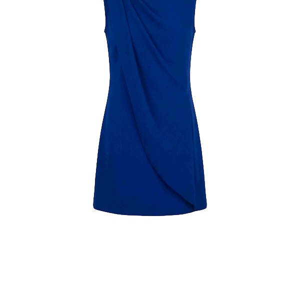 Tony Ward Deep Blue Crepe Mini Dress with Brooch - Dresses - Lebanese Luxury Evening Wear at Coveti