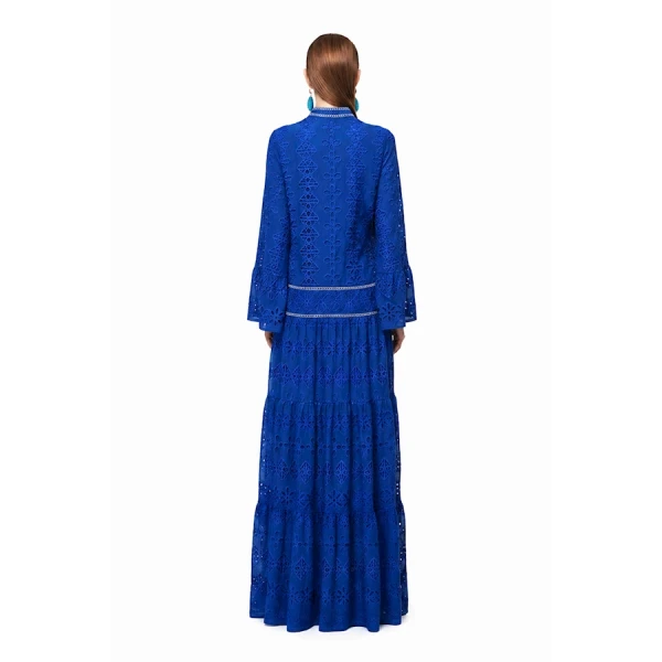 Tony Ward Deep Blue Crochet Kimono Gown - kimono - Lebanese Luxury Evening Wear at Coveti