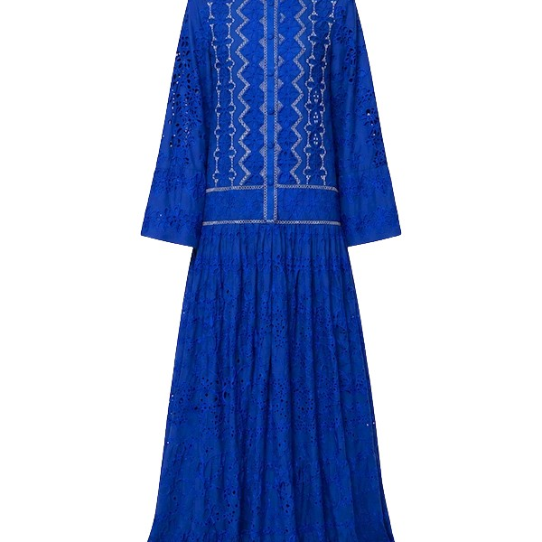 Tony Ward Deep Blue Crochet Kimono Gown - kimono - Lebanese Luxury Evening Wear at Coveti