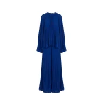 Tony Ward Deep Blue Pleated Top and Wide Leg Pants - Pants - Lebanese Luxury Evening Wear at Coveti