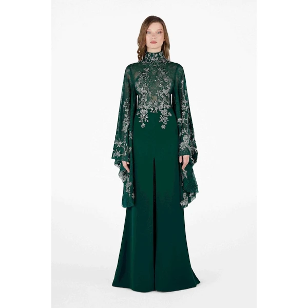 Tony Ward Emerald Bloom Slit Dress - Dresses - Lebanese Luxury Evening Wear at Coveti