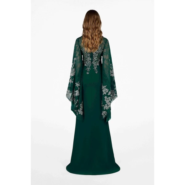 Tony Ward Emerald Bloom Slit Dress - Dresses - Lebanese Luxury Evening Wear at Coveti