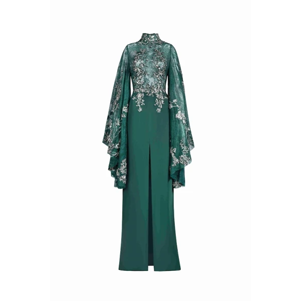 Emerald Bloom Slit Dress
