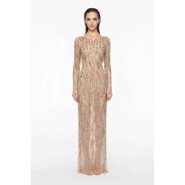 Tony Ward Gold Degradé Beaded Gown - Dresses - Lebanese Luxury Evening Wear at Coveti