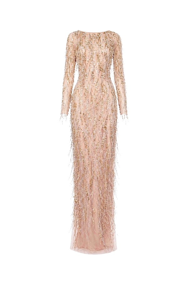 Tony Ward Gold Degradé Beaded Gown