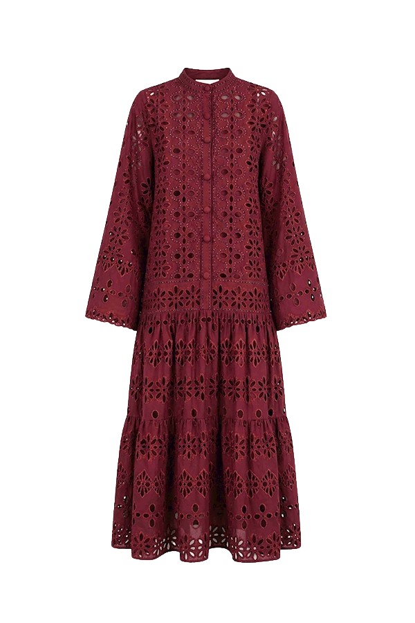 Tony Ward Mauve Crochet Mini Dress