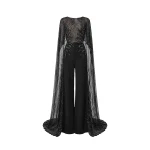 Tony Ward Mauve Lace and Crepe Jumpsuit - Jumpsuit - Lebanese Luxury Evening Wear at Coveti