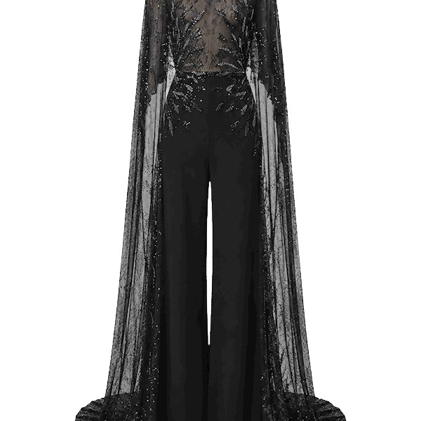 Tony Ward Mauve Lace and Crepe Jumpsuit - Jumpsuit - Lebanese Luxury Evening Wear at Coveti