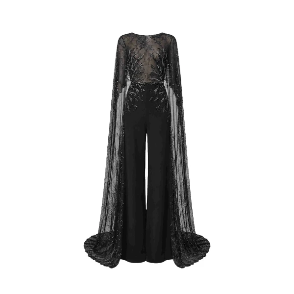 Tony Ward Mauve Lace and Crepe Jumpsuit - Jumpsuit - Lebanese Luxury Evening Wear at Coveti