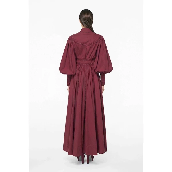 Tony Ward Mauve Poplin Puff Sleeve Midi Dress - Dresses - Lebanese Luxury Evening Wear at Coveti