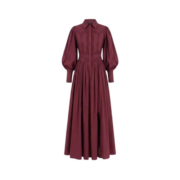 Tony Ward Mauve Poplin Puff Sleeve Midi Dress - Dresses - Lebanese Luxury Evening Wear at Coveti