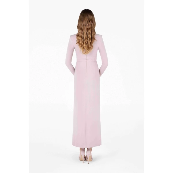 Tony Ward Old Rose Draped Midi Dress - Dresses - Lebanese Luxury Evening Wear at Coveti
