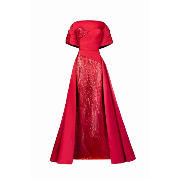 Tony Ward Red Heart Corset Maxi Dress - Dresses - Lebanese Luxury Evening Wear at Coveti