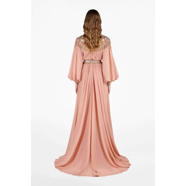 Tony Ward Romantic Old Rose Pleated Dress - Dresses - Lebanese Luxury Evening Wear at Coveti