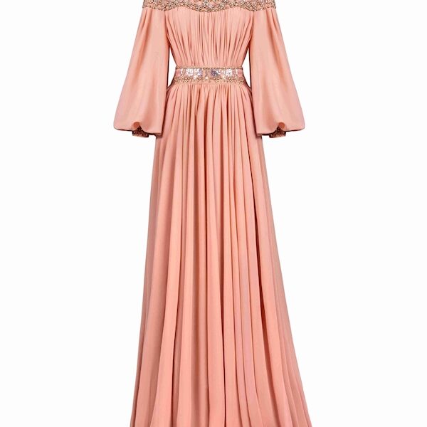 Tony Ward Romantic Old Rose Pleated Dress - Dresses - Lebanese Luxury Evening Wear at Coveti