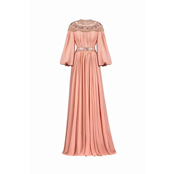 Romantic Old Rose Pleated Dress