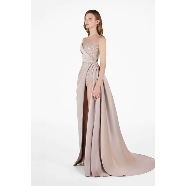 Tony Ward Satin Sculpted Wrap Gown - Dresses - Lebanese Luxury Evening Wear at Coveti