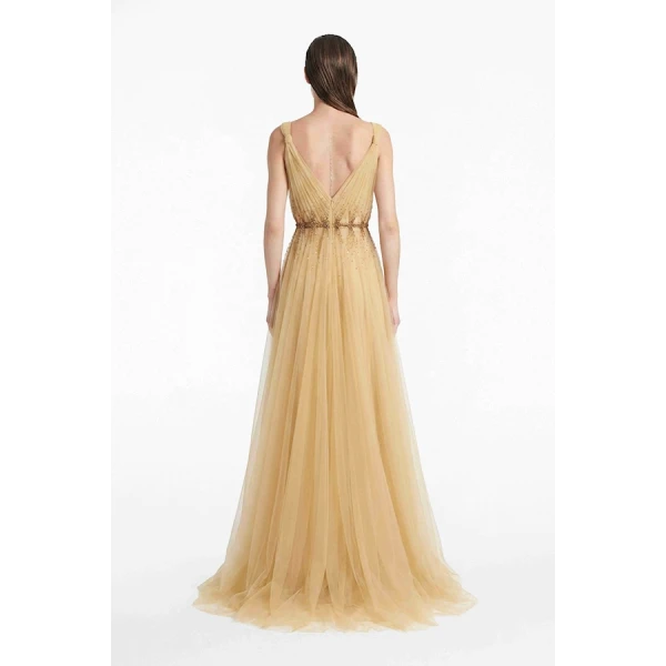 Tony Ward Sunlight Yellow Cut Out Tulle Gown - Dresses - Lebanese Luxury Evening Wear at Coveti