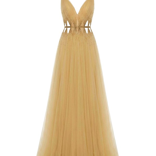 Tony Ward Sunlight Yellow Cut Out Tulle Gown - Dresses - Lebanese Luxury Evening Wear at Coveti