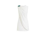 Tony Ward White Crepe Mini Dress with Brooch - Dresses - Lebanese Luxury Evening Wear at Coveti